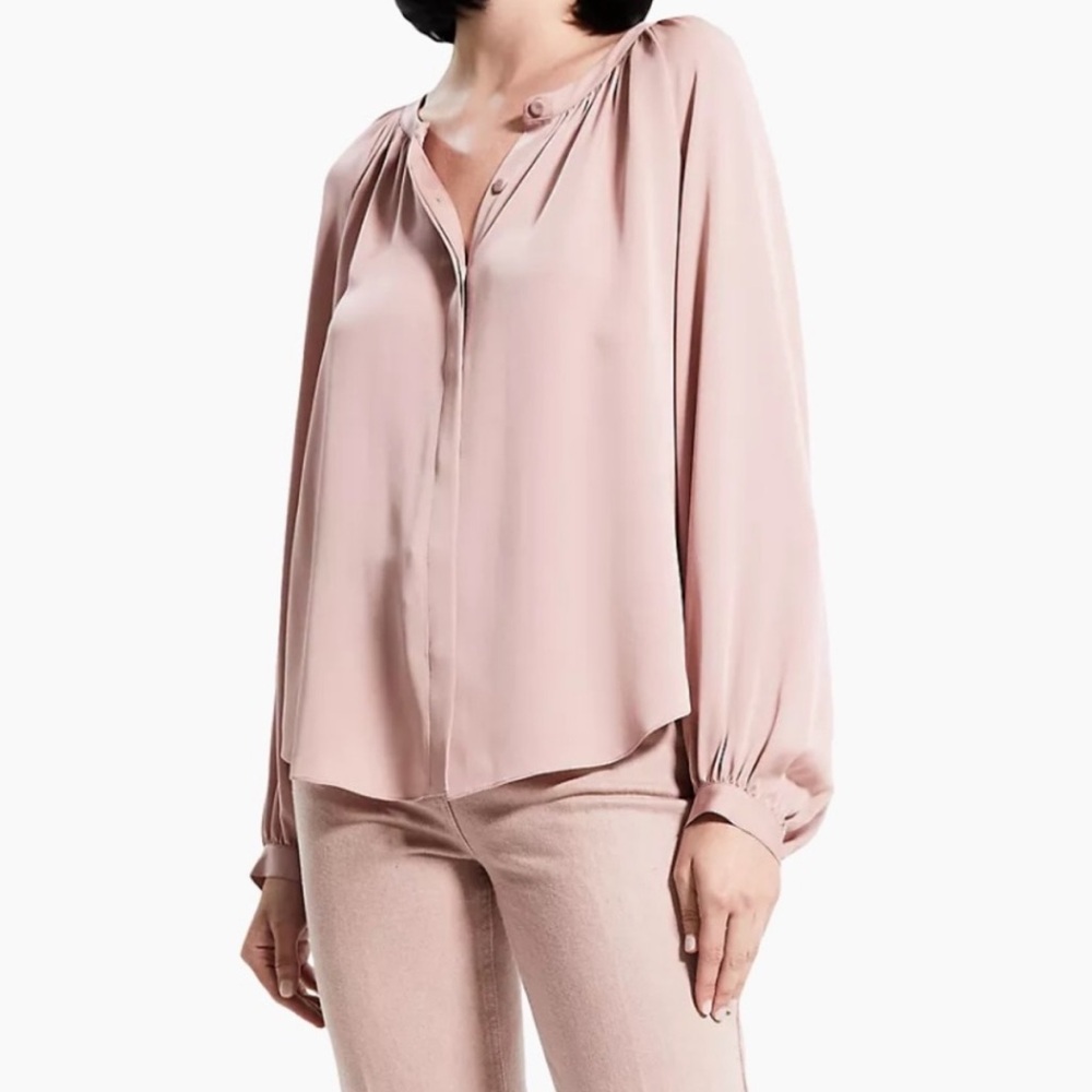 Theory Romantic Silk Blouse in Blush